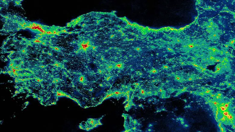 ışık kirliliği haritası